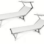PAR DE 2 TUMBONAS TUMBONA PARASOL AJUSTABLE DE ALUMINIO BLANCO 530