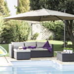 SOMBRILLA CON BRAZO SOMBRILLA JARDÍN 3x3 mt CENADOR DESCENTRALIZADO CRUDO 273V