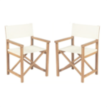PAR DE SILLAS SILLA DIRECTOR MADERA JARDÍN TERRAZA 58x50x84,5 h BLANCO 391v