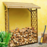 LEÑERA EXTERIOR JARDÍN CON REJILLA DE MADERA CM 133x67x175 h SOPORTE DE MADERA 138AL