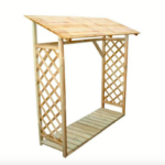 LEÑERA EXTERIOR JARDÍN CON REJILLA DE MADERA CM 133x67x175 h SOPORTE DE MADERA 138AL