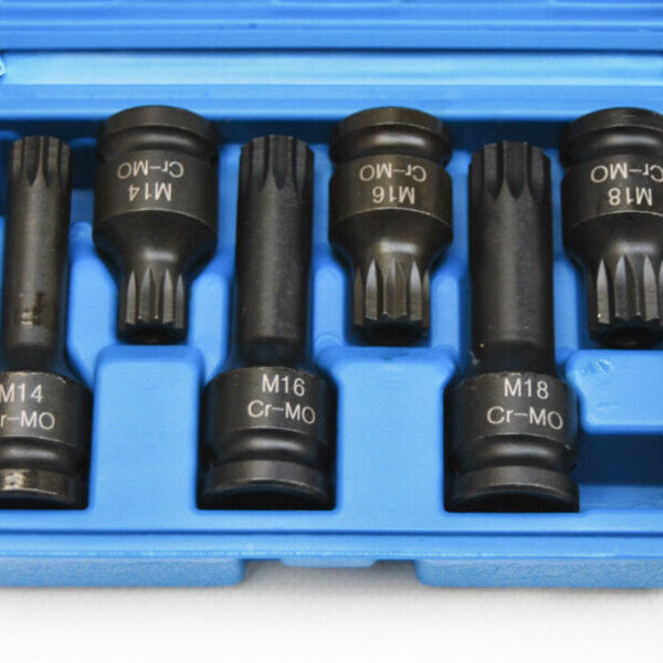 JUEGO DE LLAVES DE VASO XZN ACANALADAS 1/2" M14 M16 M18 AGUJERO 6 PIEZAS 458 xi