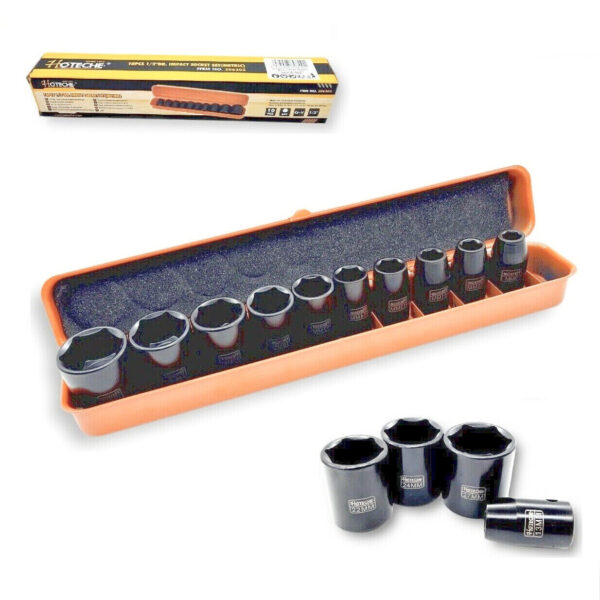 VASOS DE IMPACTO HEXAGONALES REFORZADOS 10 PIEZAS DESTORNILLADOR NEUMÁTICO 1/2" 9 27 MM 201