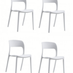 KIT 4 SILLAS POLIPROPILENO COCINA BAR RESTAURANTE SILLA INTERIOR EXTERIOR BLANCO 498