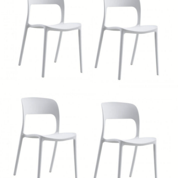 KIT 4 SILLAS POLIPROPILENO COCINA BAR RESTAURANTE SILLA INTERIOR EXTERIOR BLANCO 498