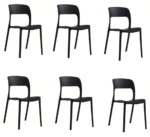 KIT 6 SILLAS POLIPROPILENO COCINA BAR RESTAURANTE SILLA INTERIOR EXTERIOR NEGRO 504V