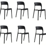 KIT 6 SILLAS POLIPROPILENO COCINA BAR RESTAURANTE SILLA INTERIOR EXTERIOR NEGRO 504V
