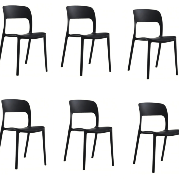 KIT 6 SILLAS POLIPROPILENO COCINA BAR RESTAURANTE SILLA INTERIOR EXTERIOR NEGRO 504V