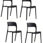 KIT 4 SILLAS POLIPROPILENO COCINA BAR RESTAURANTE SILLA INTERIOR EXTERIOR NEGRO 504V