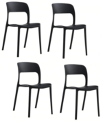KIT 4 SILLAS POLIPROPILENO COCINA BAR RESTAURANTE SILLA INTERIOR EXTERIOR NEGRO 504V
