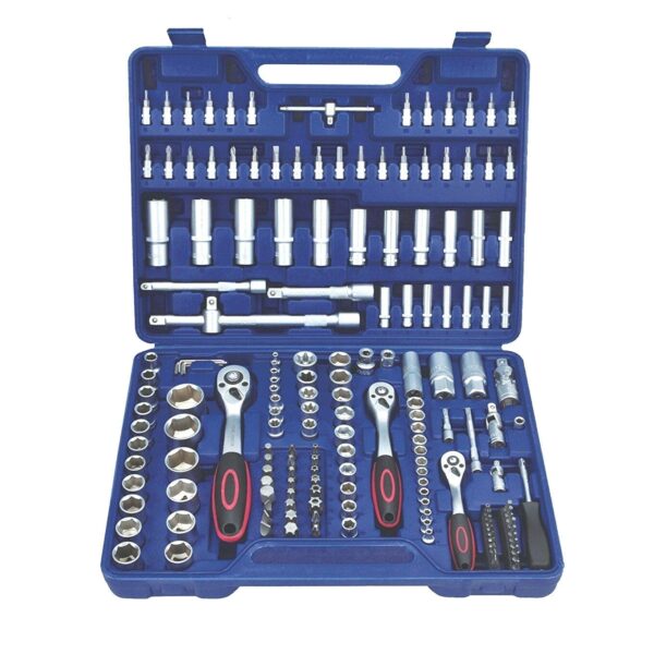 JUEGO DE LLAVES COMBINADAS DE TRINQUETE 174 PIEZAS CON PUNTAS 1/2" 1/4" 3/8" 058ES