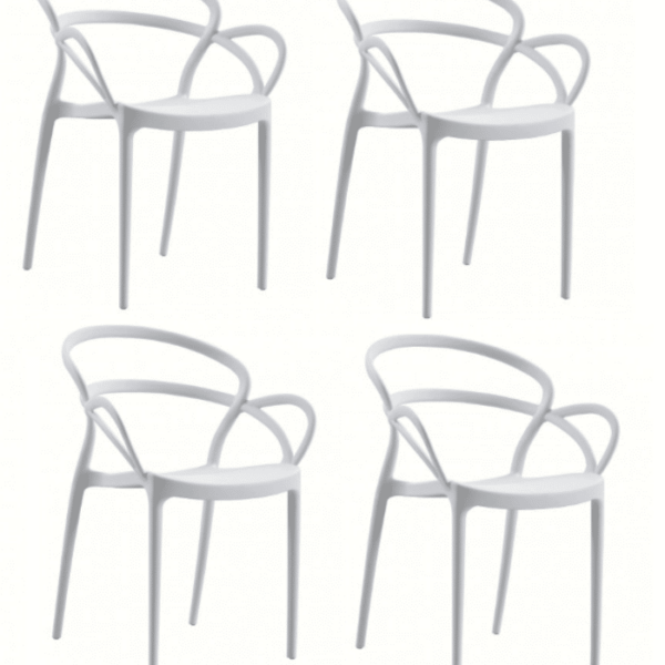 KIT 4 SILLAS POLIPROPILENO SILLA DE BAR RESTAURANTE INTERIOR EXTERIOR JARDÍN BLANCO 450