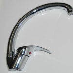 Fregadero de cocina Fregadero Grifo Mezclador Cromado con manguera alta de latón mod3