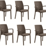 KIT 6 SILLAS POLIPROPILENO BAR RESTAURANTE INTERIOR EXTERIOR IMITACIÓN RATÁN DFN