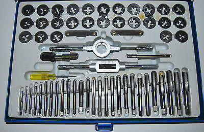 22446 JUEGO DE 60 PIEZAS MACHOS DE ROSCAR Y MATRICES CROMO VANADIO PULGADA MÉTRICA ROSCADO X X