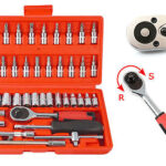 LLAVES DE TUBO JUEGO DE DESTORNILLADORES DE TRINQUETE 46 PIEZAS 1/4" FARNEED