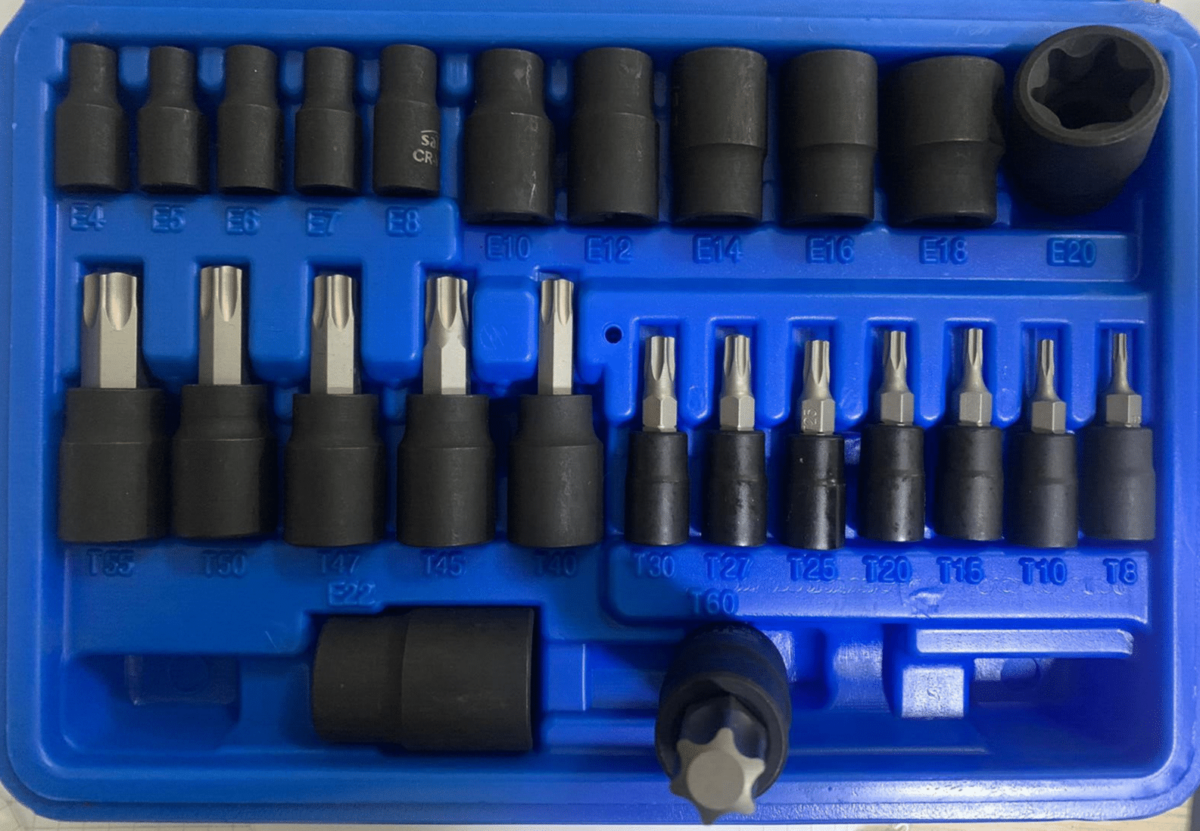 19006 VASOS TORX MACHO HEMBRA 25 PIEZAS E4 E22 T8 T60 INSERTO REFORZADO CR-V 895SA