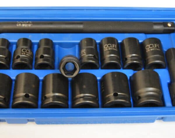 JUEGO DE VASOS HEXAGONALES REFORZADOS 16 PIEZAS EXTENSIÓN 75 MM PALANCA 25 CM 10 24 MM 232