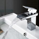 GRIFO MONOMANDO LAVABO LAVABO BAÑO CASCADA ACERO CROMADO 52