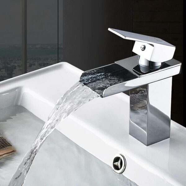 GRIFO MONOMANDO LAVABO LAVABO BAÑO CASCADA ACERO CROMADO 52