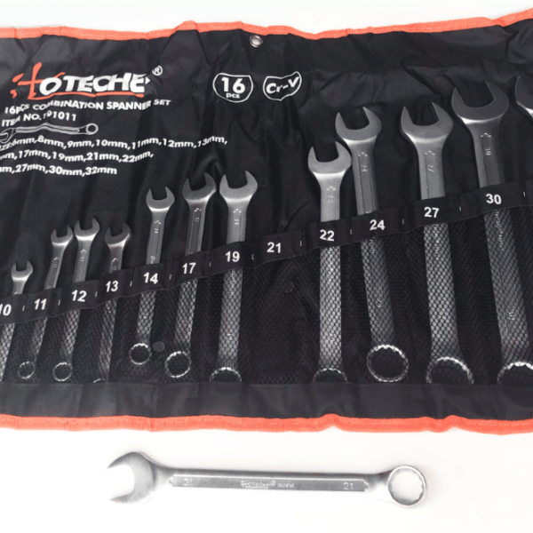 JUEGO DE LLAVES COMBINADAS 16 PIEZAS DE 6 A 32 LLAVE DE FUNDA DE ACERO FIJA Y EN ESTRELLA 902HO