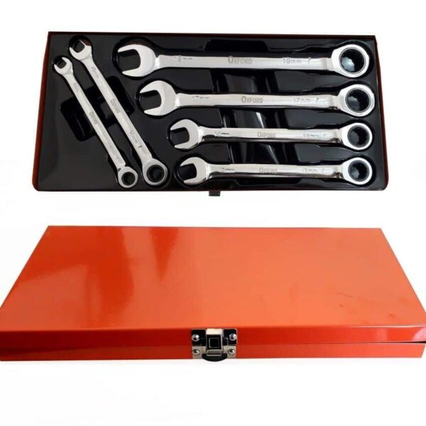 LLAVES COMBINADAS DE TRINQUETE FIJAS 6 PIEZAS CROMO VANADIO 8 10 13 14 17 19 MM 021OX