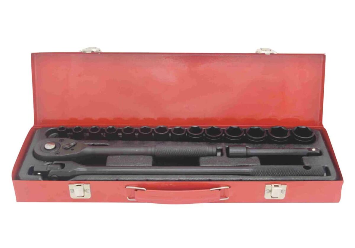 JUEGO DE LLAVES DE VASO HEXAGONALES 17 PIEZAS 1/2" 8 24 MM EXTENSIÓN DE TRINQUETE CASSETTE MOLL