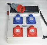 CUADRO ELÉCTRICO DE OBRA 4 ENCHUFES MONOFÁSICOS TRIFÁSICOS BOTÓN DE EMERGENCIA CERTIFICACIÓN 16A 111P