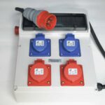 CUADRO ELÉCTRICO DE OBRA 4 ENCHUFES MONOFÁSICOS TRIFÁSICOS BOTÓN DE EMERGENCIA CERTIFICACIÓN 16A 111P