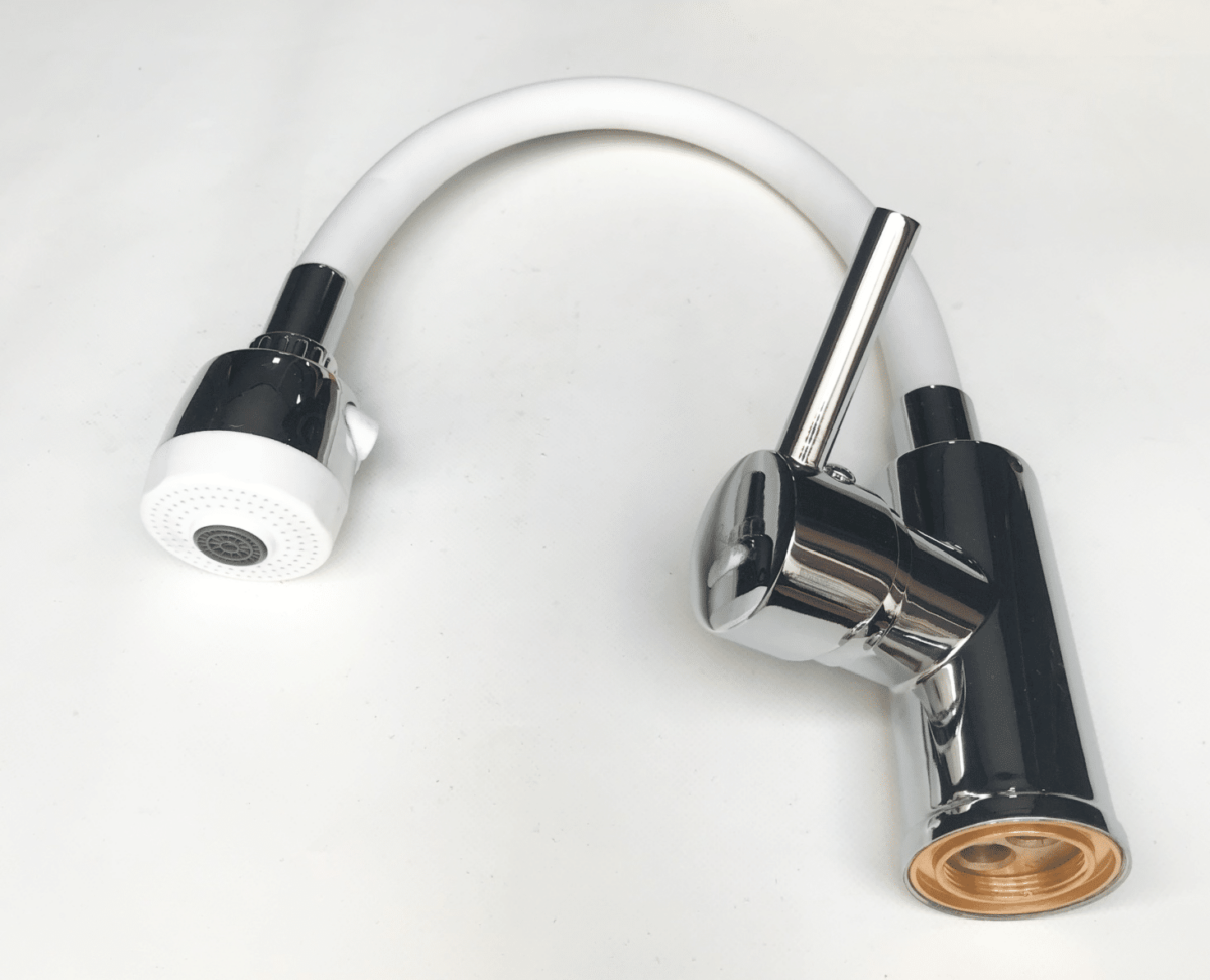 GRIFO MEZCLADOR FREGADERO FREGADERO CAÑO FLEXIBLE EXTRAÍBLE SPRAY BLANCO