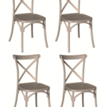 KIT 4 SILLAS DE POLIPROPILENO COCINA BAR RESTAURANTE SILLA INTERIOR EXTERIOR PALOMA GRIS CRUZ 443