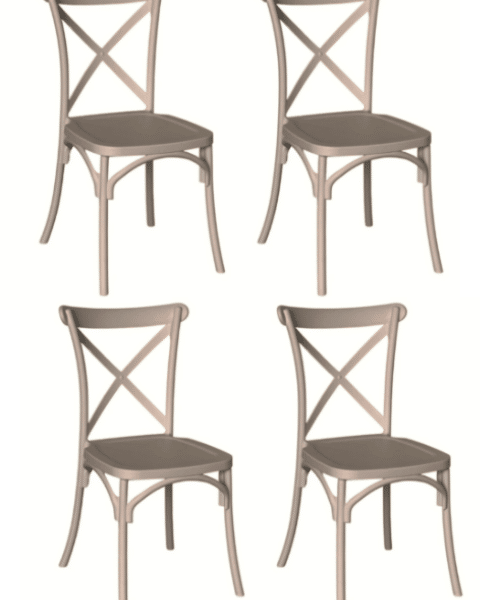 KIT 4 SILLAS DE POLIPROPILENO COCINA BAR RESTAURANTE SILLA INTERIOR EXTERIOR PALOMA GRIS CRUZ 443