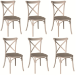 KIT 6 SILLAS DE POLIPROPILENO COCINA BAR RESTAURANTE SILLA INTERIOR EXTERIOR PALOMA GRIS CRUZ 443