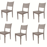KIT 6 SILLAS POLIPROPILENO BAR SILLA RESTAURANTE INTERIOR JARDÍN EXTERIOR PALOMA GRIS OL