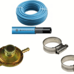 KIT MANGUERA DE GAS METANO CILINDRO DE 2 M PARA ESTUFA + REGULADOR DE VÁLVULAS + 2 abrazaderas