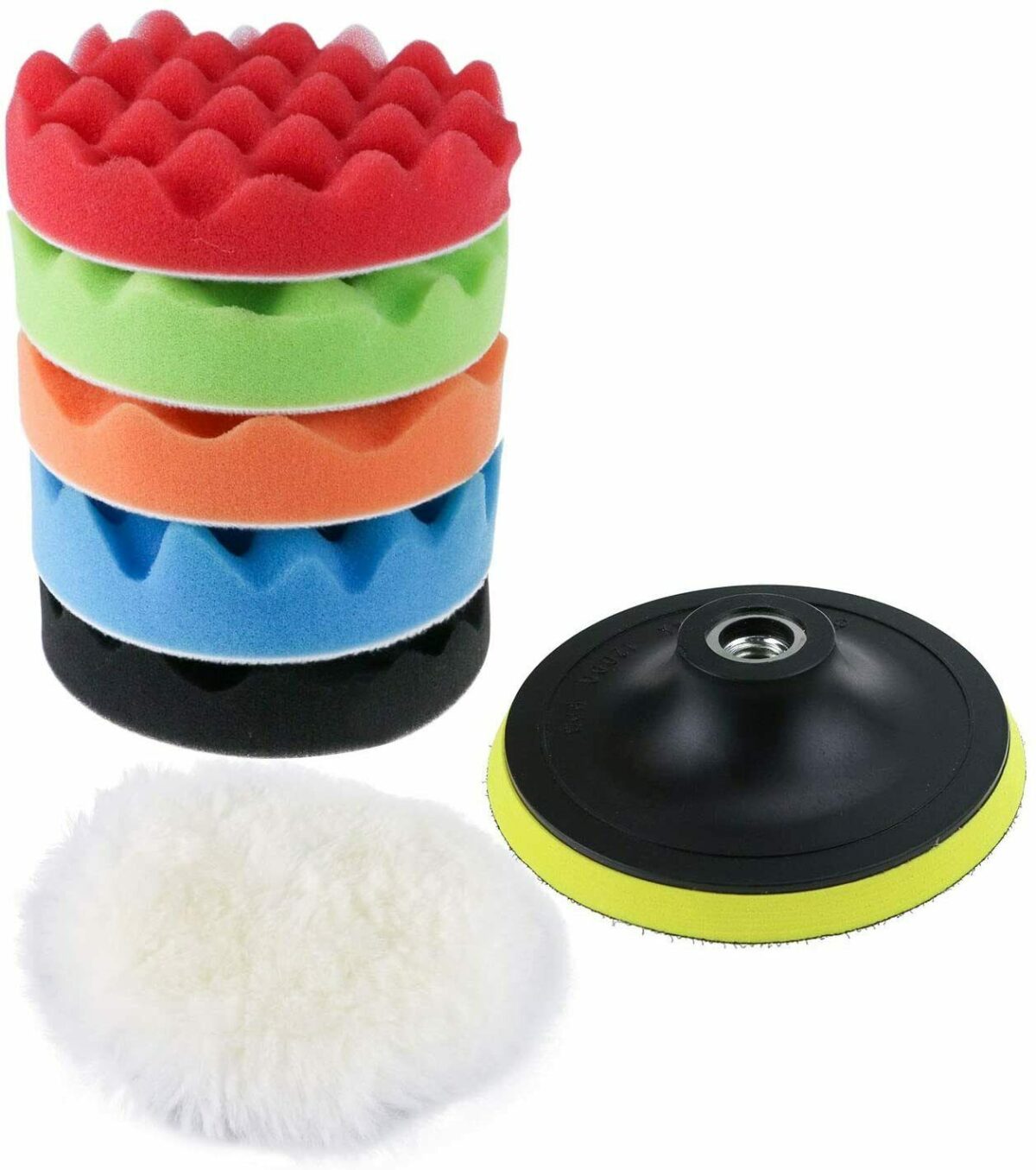 KIT DE PULIDO DE COCHE DISCOS DE ESPONJA ALMOHADILLA 75 MM 3" PULGADAS 7 PIEZAS