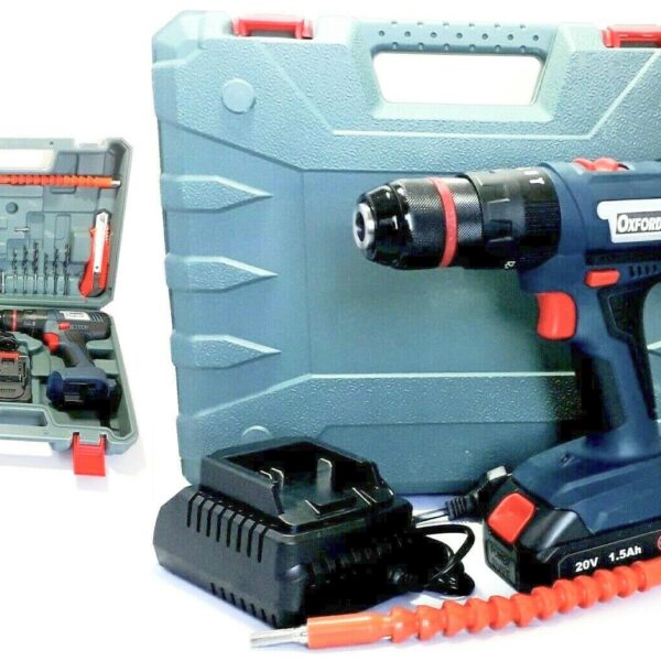 TALADRO ATORNILLADOR 2 BATERÍAS MANDRIL DE PERCUSIÓN METAL AUTOBLOCANTE 20V 1.5