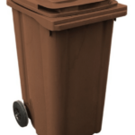 CUBOS DE BASURA 240 LT EN840 NORMAS HACCP TAPA MARRÓN