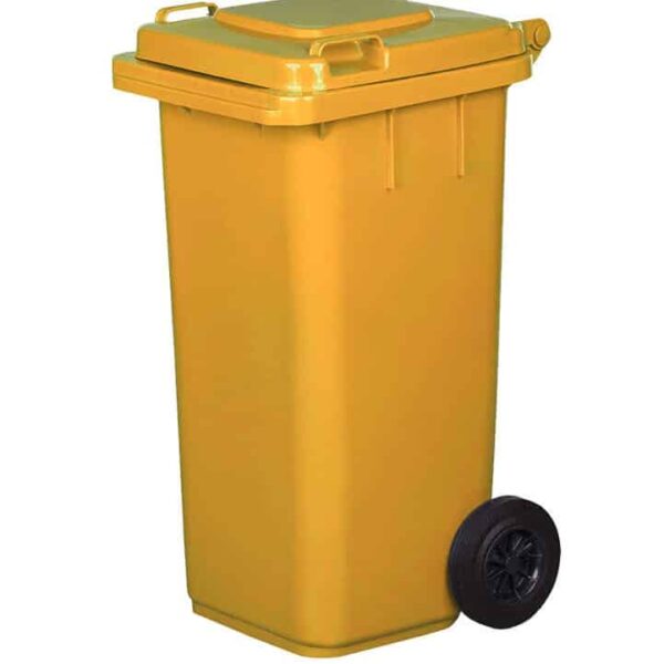 CUBO DE BASURA 240 LT EN840 NORMAS HACCP TAPA AMARILLA