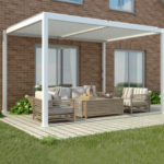 PÉRGOLA BIOCLIMÁTICA CENADOR PÉRGOLA 3x4 MT LAMAS DE ALUMINIO GARDEN BLANCO