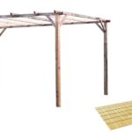 Kit de pérgola con pérgola de madera 3x4 mt cubierta 2 piezas arella media caña bambú 2x3 726bea