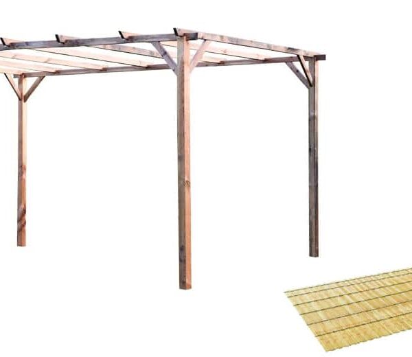 Kit de pérgola con pérgola de madera 3x4 mt cubierta 2 piezas arella media caña bambú 2x3 726bea