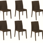 KIT 6 SILLAS SILLA DE POLIPROPILENO BAR RESTAURANTE INTERIOR EXTERIOR IMITACIÓN RATÁN SL M