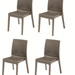 KIT 4 SILLAS POLIPROPILENO SILLA BAR RESTAURANTE INTERIOR EXTERIOR IMITACIÓN RATÁN SL T