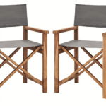 PAR DE SILLAS SILLA DIRECTOR MADERA JARDÍN TERRAZA 58x50x84,5 h NEGRO 438v