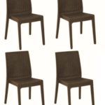 KIT 4 SILLAS POLIPROPILENO BAR RESTAURANTE SILLA INTERIOR EXTERIOR IMITACIÓN RATÁN SL M