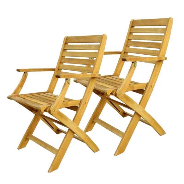 PAR DE SILLAS SILLA ACACIA JARDÍN EXTERIOR CON REPOSABRAZOS cm 52x53x85h 384