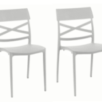KIT 2 SILLAS POLIPROPILENO COCINA BAR RESTAURANTE SILLA INTERIOR EXTERIOR GRIS LC