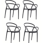 KIT 4 SILLAS POLIPROPILENO BAR RESTAURANTE SILLA JARDÍN INTERIOR EXTERIOR NEGRO 467