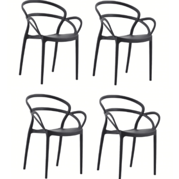 KIT 4 SILLAS POLIPROPILENO BAR RESTAURANTE SILLA JARDÍN INTERIOR EXTERIOR NEGRO 467
